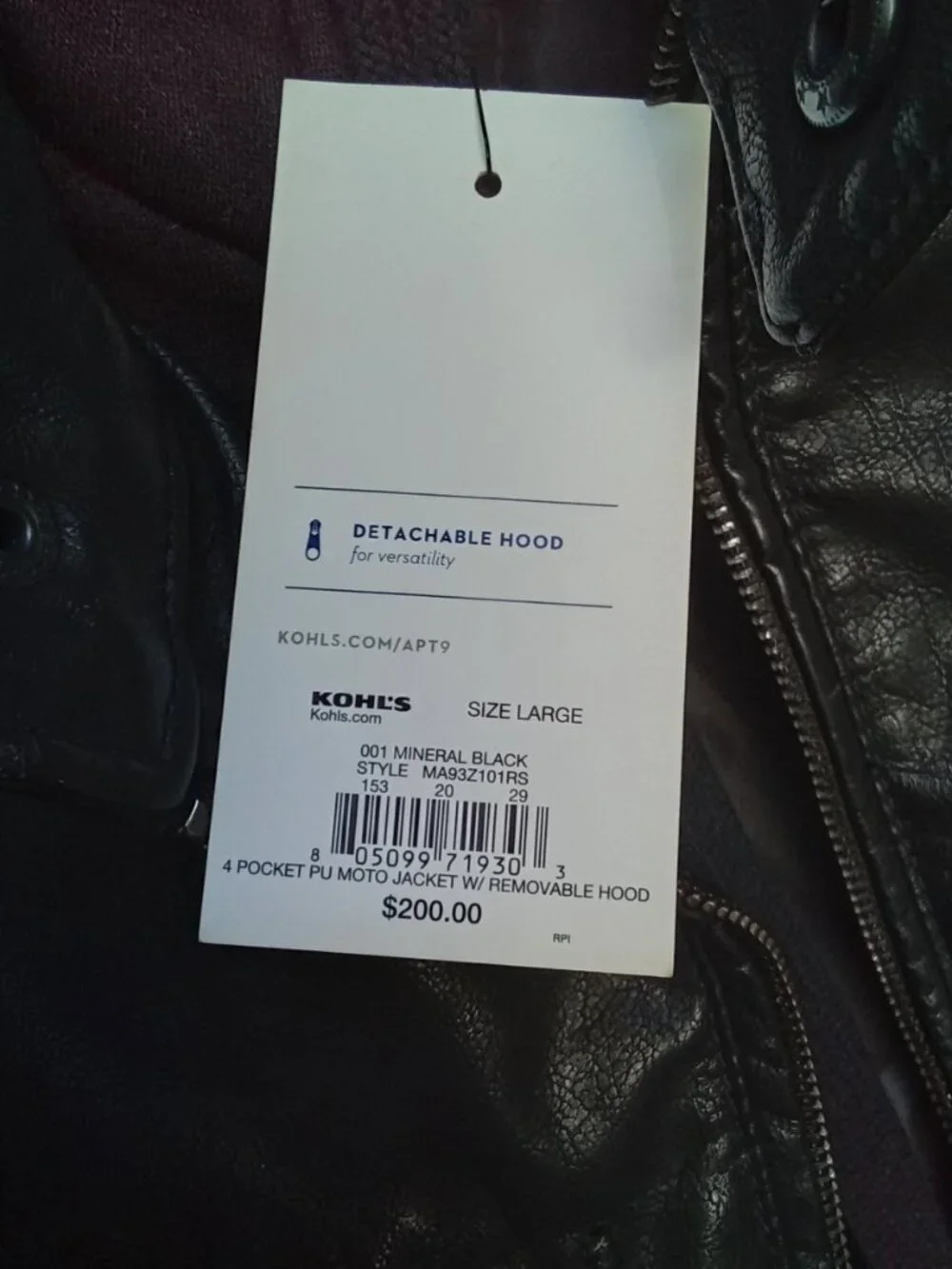 The Men's Apt. 9 Bibbed Moto Jacket in Black, Size L